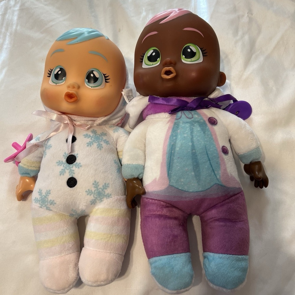 Set Of 2 Cry Babies Cuddle Dolls Snowy Doll and Lady Doll 9" Cries‎ Real Tears
